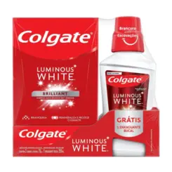 KIT COLGATE LUMINOUS WHITE BRILLIANT COM 3 PASTA DE DENTE 70G + 1 ENXAGUANTE BUCAL 250ML
