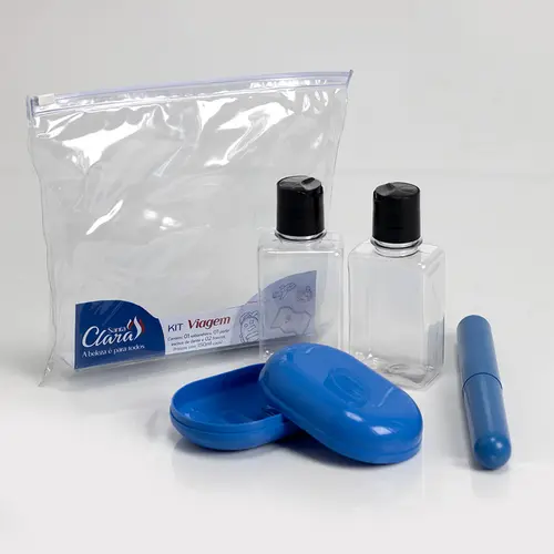 KIT VIAGEM SANTA CLARA COR AZUL 4 PECAS