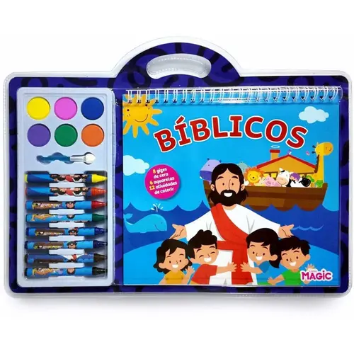 LIVRO AQUARELA BIBLICO COM GIZ E AQUARELA