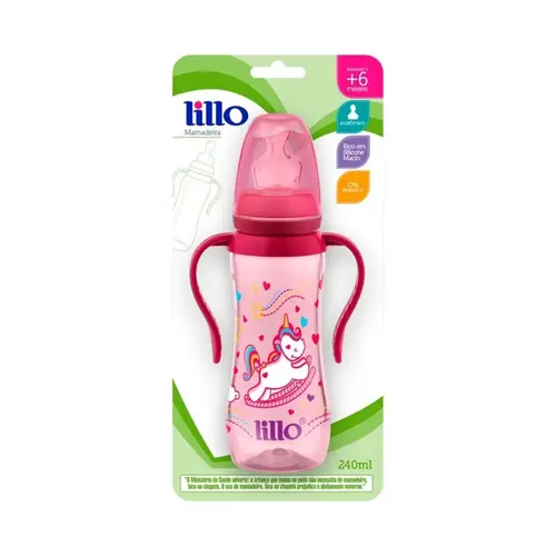 MAMADEIRA COM ALÇA ACINTURADA LILLO SONHO ROSA 240ML