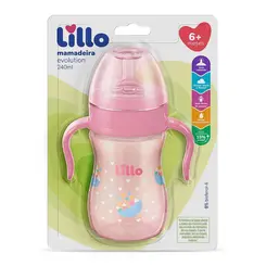 MAMADEIRA LILLO EVOLUTION ROSA COM ALÇA 240ML