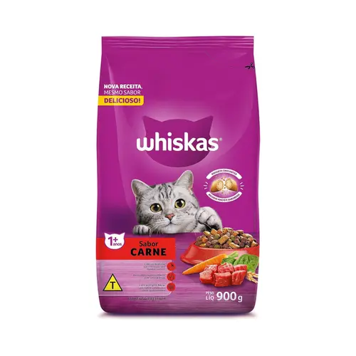 RAÇAO WHISKAS ADULTO CARNE 900G