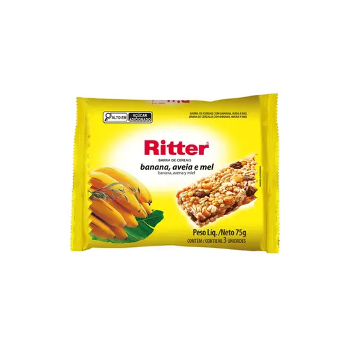 RITTER BANANA, AVEIA, MEL 25G 3 UNIDADES