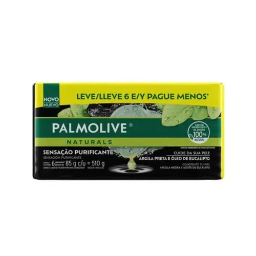 KIT SABONETE PALMOLIVE NATURALS SENSAÇÃO PURIFICANTE 85G COM 6 UNIDADES