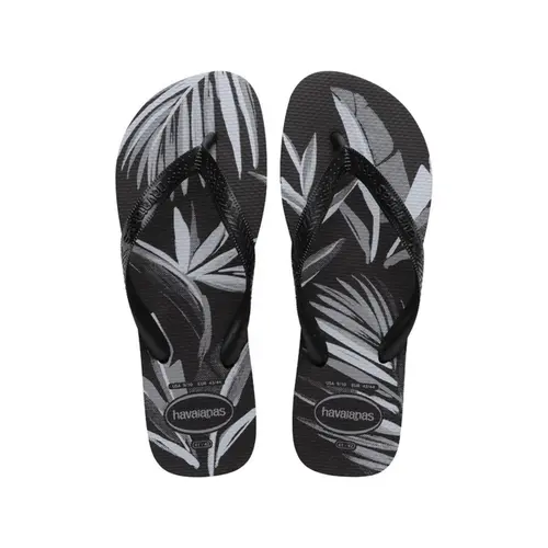 CHINELO HAVAIANA ALOHA FOLHAS PRETO/CINZA TAMANHO 39