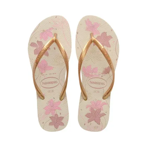 CHINELO HAVAIANA SLIM ORGANIC BEGE/DOURADO TAMANHO 33