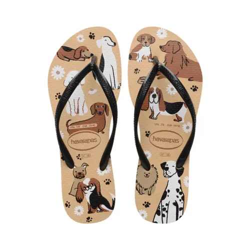 CHINELO HAVAIANA SLIM PETS DOURADO/PRETO TAMANHO 33