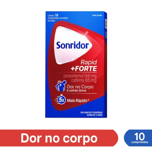 SONRIDOR RAPID + FORTE PARACETAMOL 500MG + CAFEINA 65MG DOR E FEBRE 10 COMPRIMIDOS