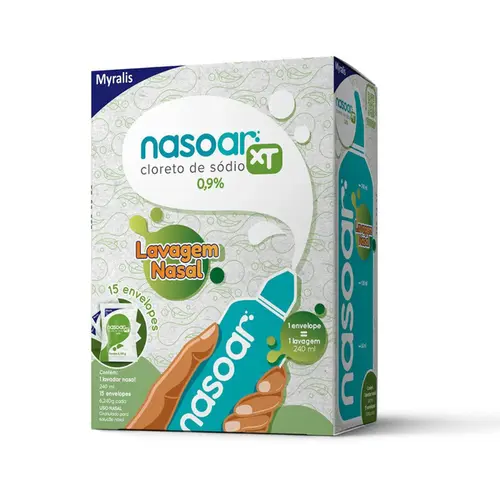 KIT NASOAR XT 0,9% COM 15 ENVELOPES + LAVADOR NASAL 240ML