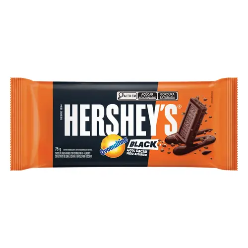 BARRA DE CHOCOLATE HERSHEYS MEIO AMARGO OVOMALTINE BLACK 75G