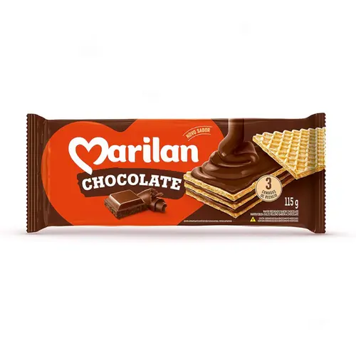 BOLACHA WAFER MARILAN SABOR CHOCOLATE 80G