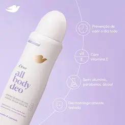 DESODORANTE CORPORAL AEROSOL DOVE ALL BODY LAVANDA E BAUNILHA 150ML