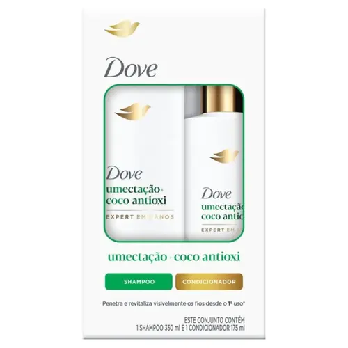 KIT DOVE UMECTAÇÃO + COCO ANTIOXI SHAMPOO 350ML + CONDICIONADOR 175ML