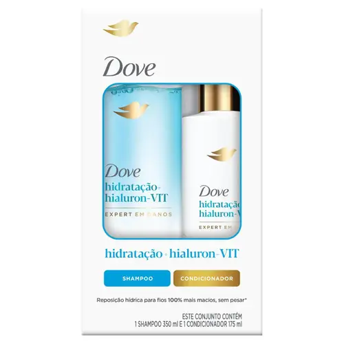 KIT DOVE HIDRATAÇÃO + HIALURON-VIT SHAMPOO 350ML + CONDICIONADOR 175ML