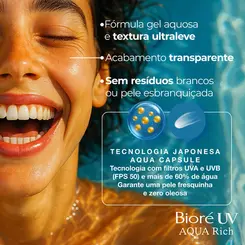 PROTETOR SOLAR FACIAL BIORE UV AQUA RICH WATERY ESSENCE FPS50 70G