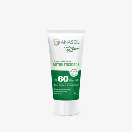 PROTETOR SOLAR FACIAL ANASOL TODO SANTO DIA FPS 60 ANTIOLEOSIDADE 40G