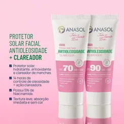 PROTETOR SOLAR FACIAL ANASOL TODO SANTO DIA FPS 90 ANTIOLEOSIDADE CLAREADOR 40G