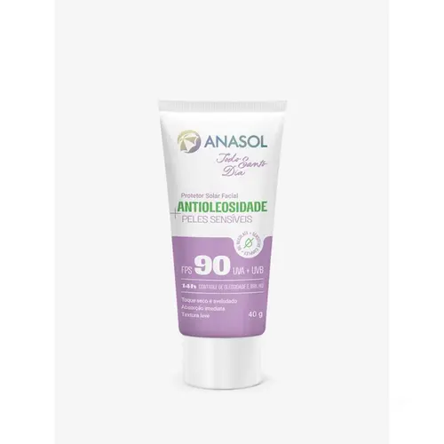 PROTETOR SOLAR FACIAL ANASOL TODO SANTO DIA FPS90 ANTIOLEOSIDADE PELES SENSIVEIS 40G