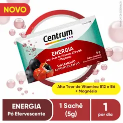 CENTRUM PO ENERGIA COM 12 SACHES - VITAMINA B12 E B6 + MAGNÉSIO