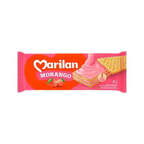 BISCOITO WAFER MARILAN SABOR MORANGO 80G