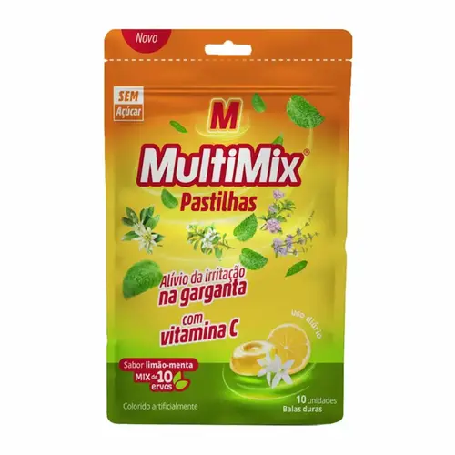 MULTIMIX PASTILHAS DE LIMAO E MENTA - ALÍVIO DA IRRITAÇÃO NA GARGANTA 10UN