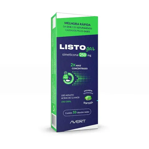 LISTOGAS 250MG COM 10 CAPSULAS - DOR E ESTUFAMENTO