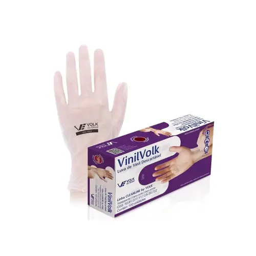 LUVA DESCARTÁVEL DE VINIL VOLK - SEM AMIDO TAM XG COM 100UN