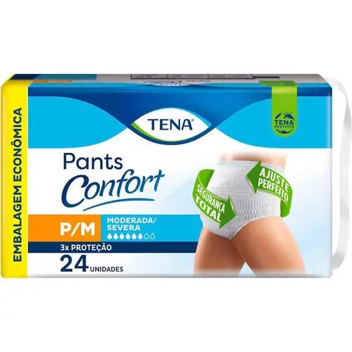 ROUPA INTIMA TENA PANTS CONFORT TAMANHO P/M 24 UNIDADES
