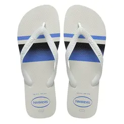 CHINELO HAVAIANAS BASIC BRANCO COM AZUL TAMANHO 37