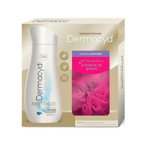 KIT DERMACYD SABONETE INTIMO NEUTRALIZE 200ML + ESPONJA DE BANHO