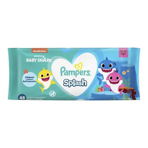 LENÇO UMEDECIDO PAMPERS BABY SHARK COM 48 UNIDADES