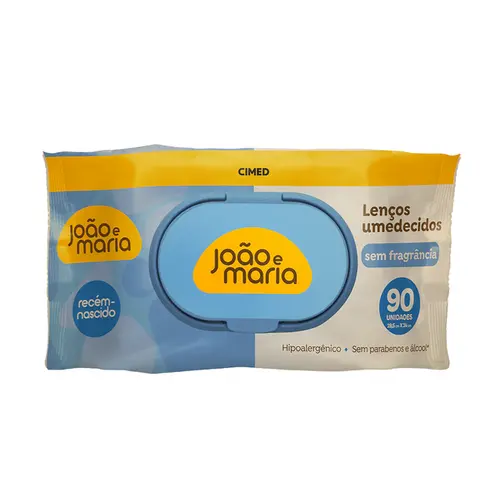 LENÇOS UMEDECIDO JOÃO E MARIA SEM FRAGRÂNCIA 90 UNIDADES