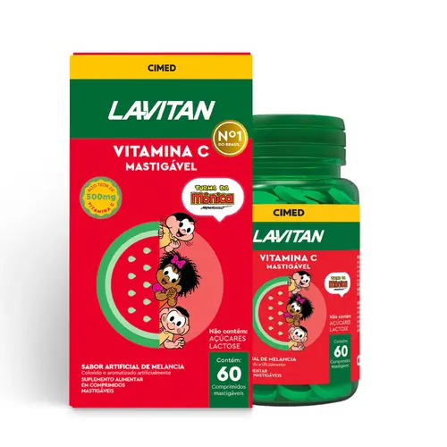 LAVITAN VITAMINA C MASTIGAVEL SABOR MELANCIA COM 60 COMPRIMIDOS MASTIGÁVEIS