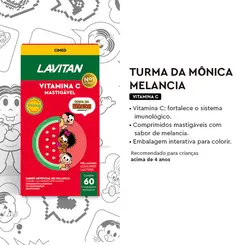 LAVITAN VITAMINA C MASTIGAVEL SABOR MELANCIA COM 60 COMPRIMIDOS MASTIGÁVEIS