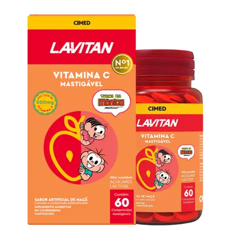 LAVITAN VITAMINA C MASTIGAVEL SABOR MAÇA COM 60 COMPRIMIDOS MASTIGÁVEIS