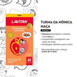 LAVITAN VITAMINA C MASTIGAVEL SABOR MAÇA COM 60 COMPRIMIDOS MASTIGÁVEIS