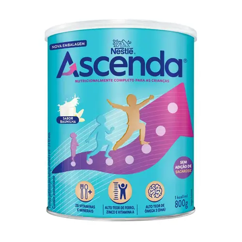 ASCENDA FORMULA INFANTIL 3 A 10 ANOS SABOR BAUNILHA 800G