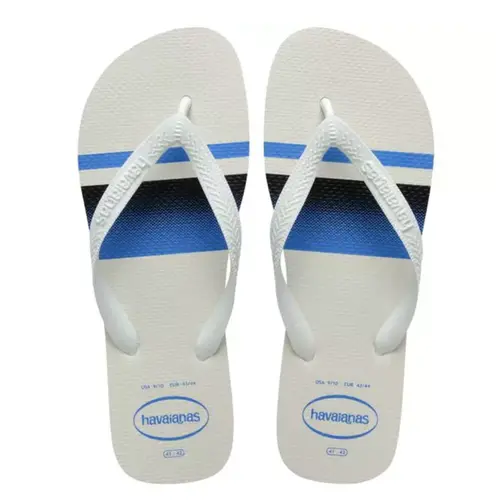 CHINELO HAVAIANAS BASIC BRANCO COM AZUL TAMANHO 41