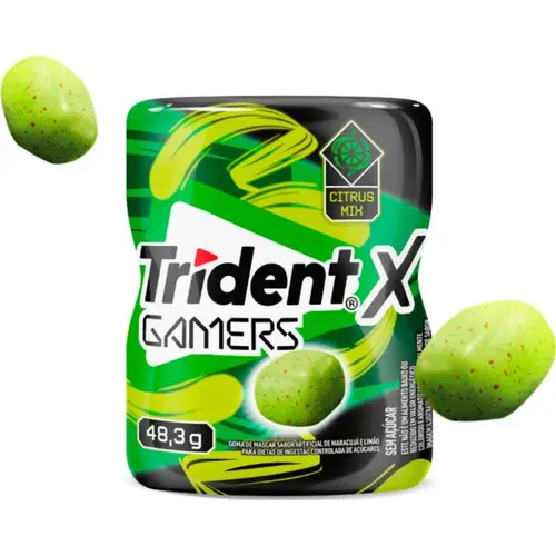 CHICLETE TRIDENT X GAMERS CITRUS MIX - MARACUJÁ E LIMÃO 48,3G