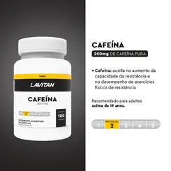 SUPLEMENTO LAVITAN CAFEINA 200MG COM 100 CAPSULAS