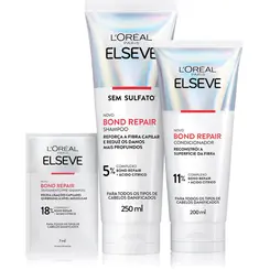 KIT ELSEVE BOND REPAIR SHAMPOO 250ML + CONDICIONADOR 200ML + AMOSTRA PRÉ SHAMPOO 7ML