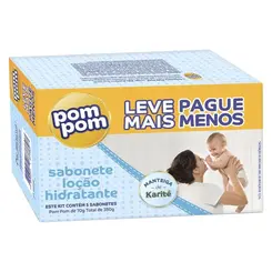KIT SABONETE POM POM LOÇAO HIDRATANTE 70G COM 5 UNIDADES - LIMPEZA SUAVE E HITRAÇAO