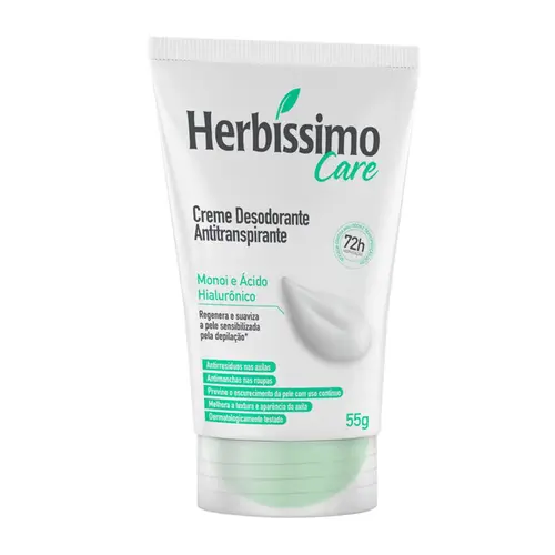 DESODORANTE EM CREME HERBISSIMO CARE MONOI E ÁCIDO HIALURONICO 55G