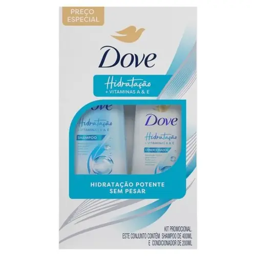 KIT DOVE HIDRATAÇAO SHAMPOO 400ML + CONDICIONADOR 200ML