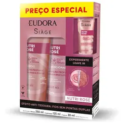 KIT EUDORA SIAGE NUTRI ROSE SHAMPOO 250ML + CONDICIONADOR 125ML + LEAVE IN 30ML
