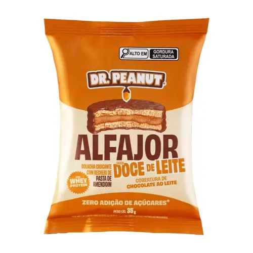 ALFAJOR DR PEANUT DOCE DE LEITE COM COBERTURA DE CHOCOLATE 35G