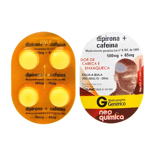 DIPIRONA + CAFEINA 500MG + 65MG COM 4 COMPRIMIDOS