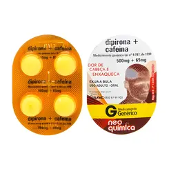 DIPIRONA + CAFEINA 500MG + 65MG COM 4 COMPRIMIDOS