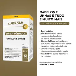 SUPLEMENTO LAVITAN HAIR CABELOS E UNHAS SUPER FORMULA 30 CAPSULAS