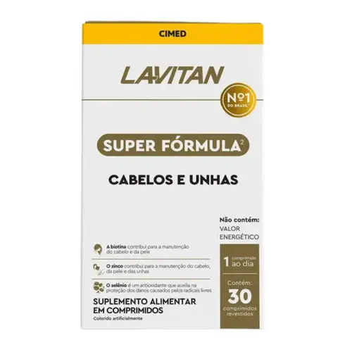 SUPLEMENTO LAVITAN HAIR CABELOS E UNHAS SUPER FORMULA 30 CAPSULAS
